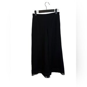 Le Gali Black Cropped Wide Leg Crochet Hem Pants